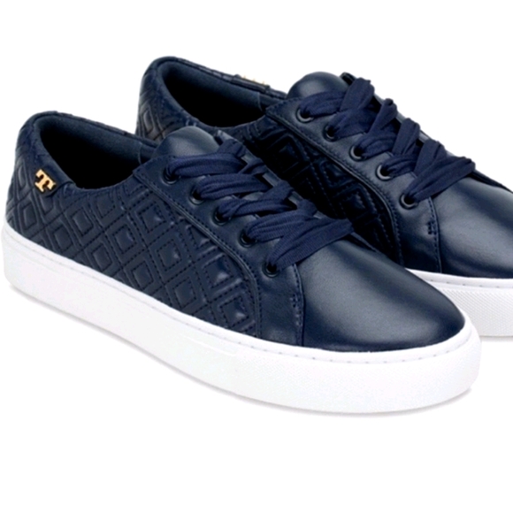 tort Shoes - - 🎉HP🎉 Tory Burch Marion Quilted Leather Sneakers Navy